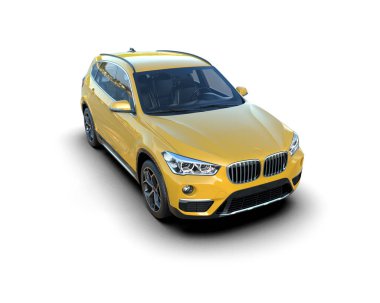 Beyaz arka planda modern lüks bir araba. 3d oluşturma.