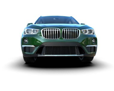 modern yeşil süper araba - ön görünüm - 3 boyutlu görüntüleme