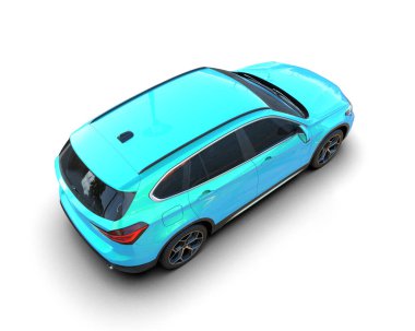 Beyaz arkaplandaki araba, 3 boyutlu görüntüleme