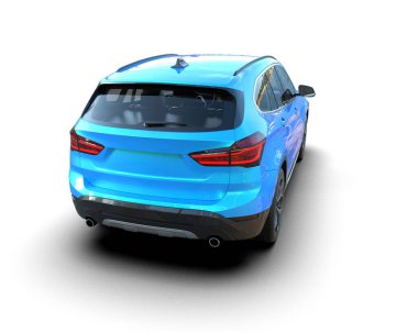 Arka planda bir araba. 3d oluşturma.