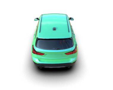 modern yeşil araba beyaz arka planda izole edilmiş 3 boyutlu resimleme
