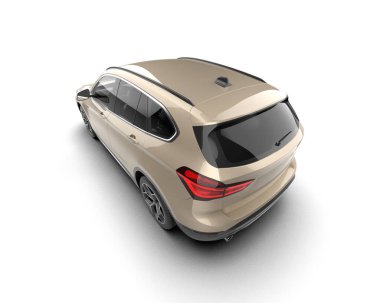 Beyaz arka planda boş yüzeyi olan siyah bir cip. 3d oluşturma