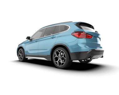 Beyaz arka planda bir araba. 3D görüntüleme - Modern illüstrasyon