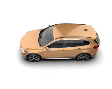 Modern araba beyazda izole edilmiş. 3D görüntüleme - illüstrasyon