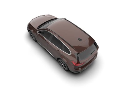 Beyaz arka planda siyah modern araba. Yan görünüş. 3d oluşturma