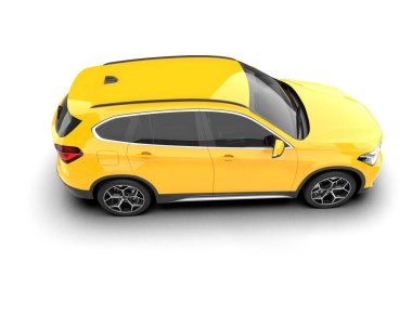 Arkadan gören sarı araba.