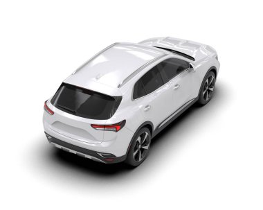 modern beyaz SUV arabası beyaz arkaplanda izole edildi