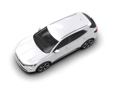 modern beyaz SUV arabası beyaz arkaplanda izole edildi