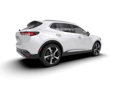 modern beyaz SUV arabası beyaz arkaplanda izole edildi