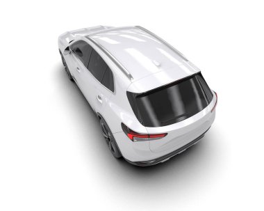 modern beyaz SUV arabası beyaz arkaplanda izole edildi