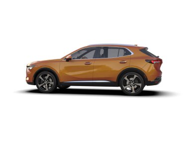 Beyaz arka planda bir araba. Beyaz arka planda bir araba. 3d oluşturma