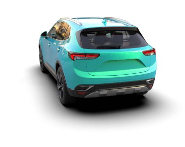 Yaratıcı tasarımın için mavi araba modern şehir boş arka plan. 3d oluşturma