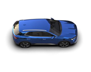 mavi modern spor SUV araba - üst görünüm