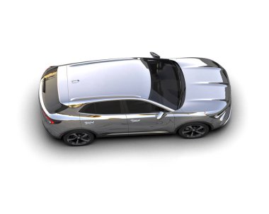 Siyah SUV arabası beyaz arka planda izole edilmiş. 3d oluşturma.