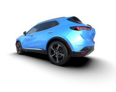 Beyaz arka planda bir araba. 3d illüstrasyon