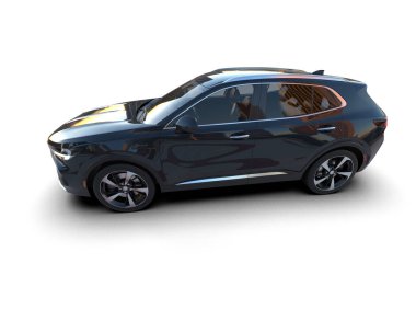 siyah modern araba beyaz arka planda izole edildi