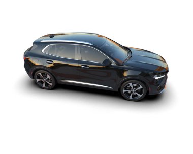 Beyaz arka planda siyah lüks SUV. 3 Boyutlu Hazırlama