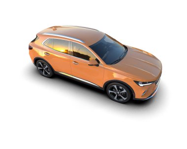 Beyaz arkaplanda 3 boyutlu araç izole edildi.