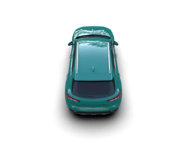 modern yeşil araba beyaz arka planda izole edildi - 3 boyutlu illüstrasyon