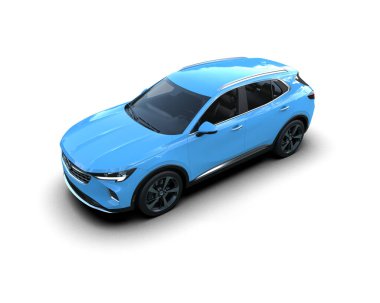 Beyaz arka planda modern elektrikli araba. 3d oluşturma