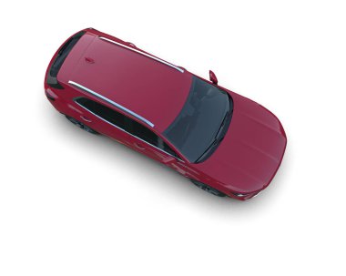 Kırmızı bir spor arabanın 3 boyutlu çizimi