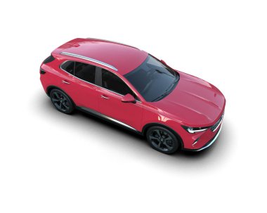 Modern şehir arabası arka planda izole edilmiş. 3d oluşturma