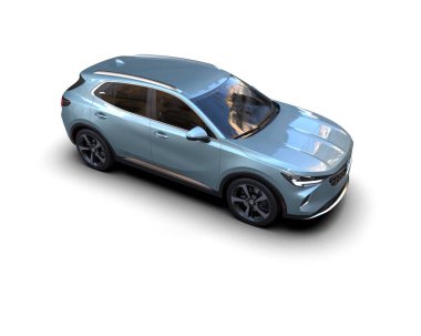 Modern araba arka planda izole edilmiş. 3d oluşturma