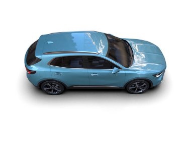 Mavi SUV arabası beyaz arkaplanda izole edildi