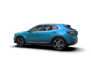 Mavi SUV arabası beyaz arkaplanda izole edildi
