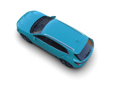 Mavi SUV arabası beyaz arkaplanda izole edildi