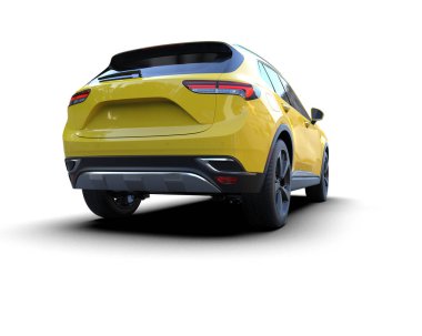 Arkadaki araba, 3 boyutlu illüstrasyon.