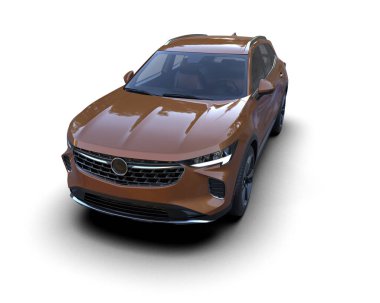 Beyaz arka planda izole edilmiş lüks araba 3 boyutlu çizim - illüstrasyon