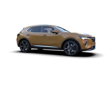 Siyah arka planı olan gerçekçi, modern bir arazi aracı. Yan görünüş. 3d oluşturma