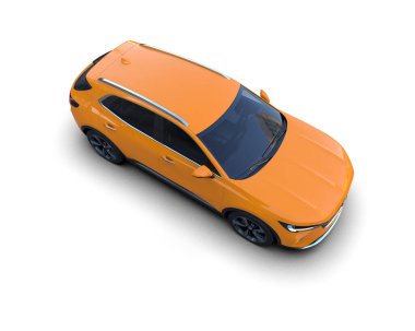 turuncu modern araba beyaza izole edilmiş. 3d oluşturma