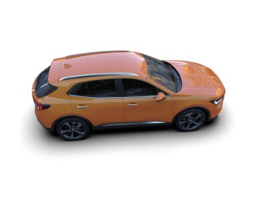 Beyaz arka planda bir araba. 3d oluşturma.