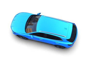 Mavi SUV arabası beyaz arkaplanda izole edildi