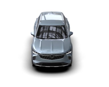 Siyah araba gri arka planda izole edildi. 3 boyutlu görüntüleme