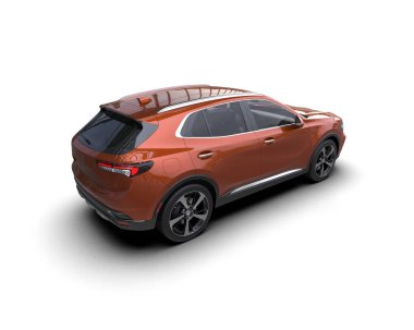 Beyaz stüdyo ortamında markasız bir SUV 'un 3 boyutlu çizimi