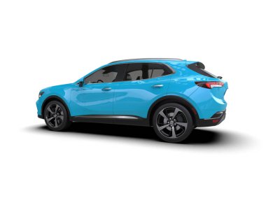 Mavi SUV arabası beyaz arkaplanda izole edildi