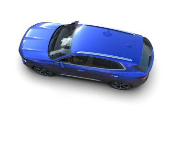 Mavi SUV arabası beyaz arkaplanda izole edildi