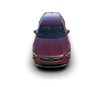 Siyah arka planda kırmızı lüks araba, 3 boyutlu.