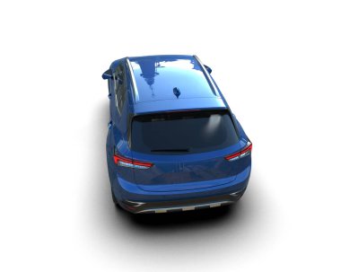 mavi araba beyaz arkaplanda izole edildi