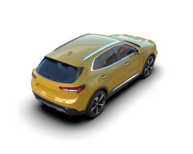 Beyaz arka planda sarı lüks araba.