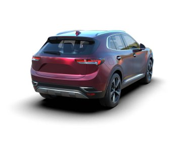 Beyaz arka planda kırmızı spor araba. 3d oluşturma