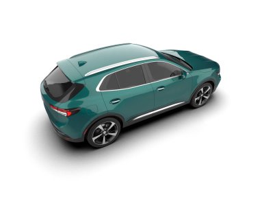 Beyaz arka planda modern lüks şehir arabası. 3d oluşturma