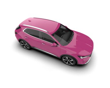 Modern kompakt araba beyaza izole edilmiş. 3d oluşturma
