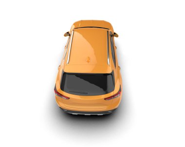 Beyaz arka planda izole edilmiş turuncu lüks araba. 3d oluşturma.