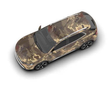 Beyaz arka planda 3 boyutlu araç izole edilmiş. 3d illüstrasyon.