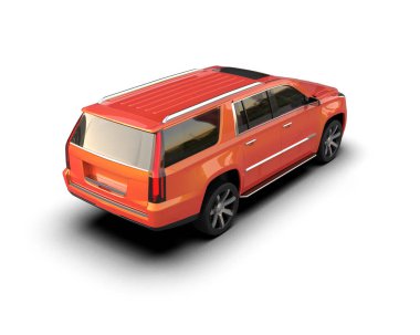 Kırmızı araba beyaz arka planda izole edilmiş. 3d illüstrasyon