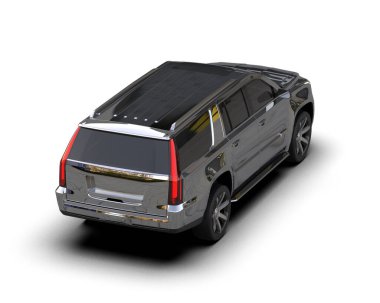 Siyah lüks SUV beyazda izole edilmiş.